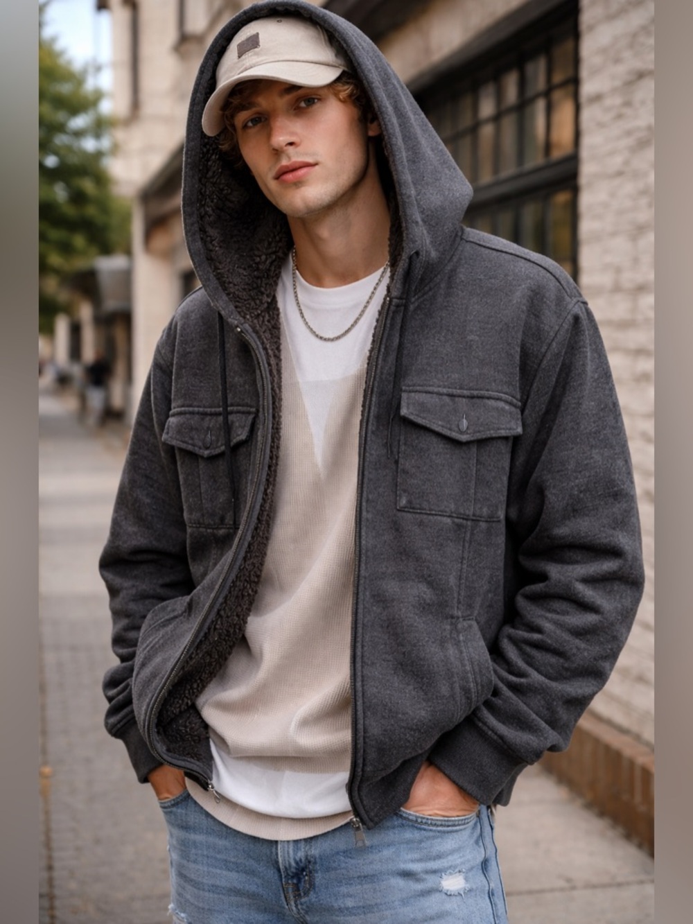 O’Neill Sherpa Lined Zip Up Hoodie Jacket | Men’s Medium